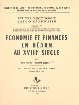 cover image of Études d'économie basco-béarnaise, 5